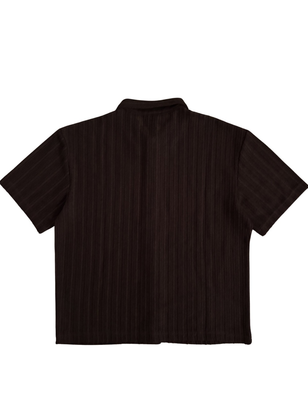 H&M Chocolate Brown Mesh Short-Sleeve Button-Up Shirt - Picture 5 of 5